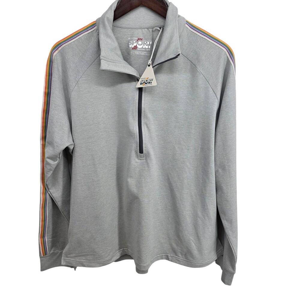NWT Marine Layer Kerri 1/4 Zip Raglan Light Heather Grey Pullover Size XL